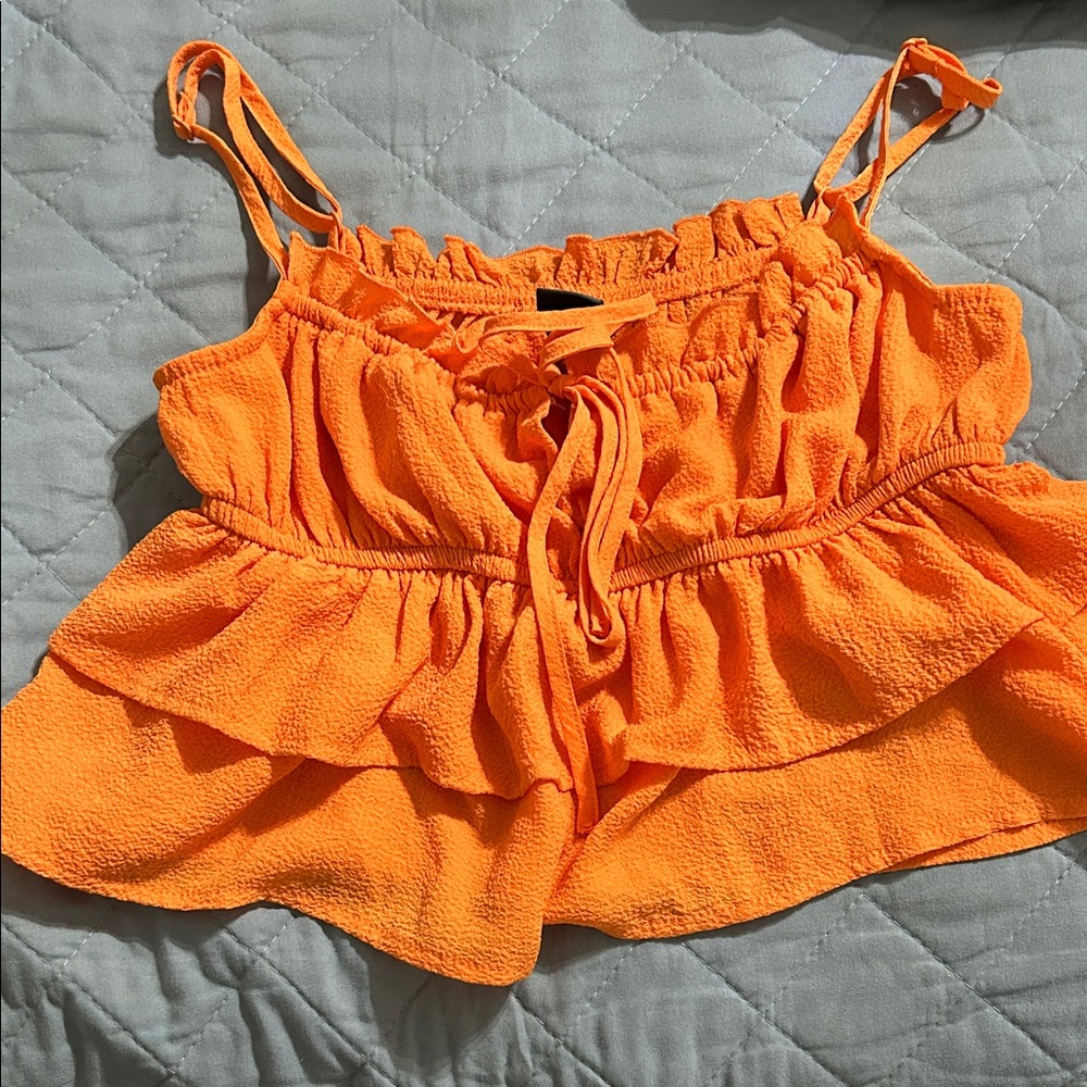 Wild Fable Vibrant Orange Ruffle Top
